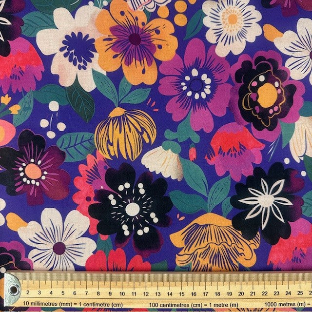 VOILE DE COTON IMPRIME Grandes Fleurs