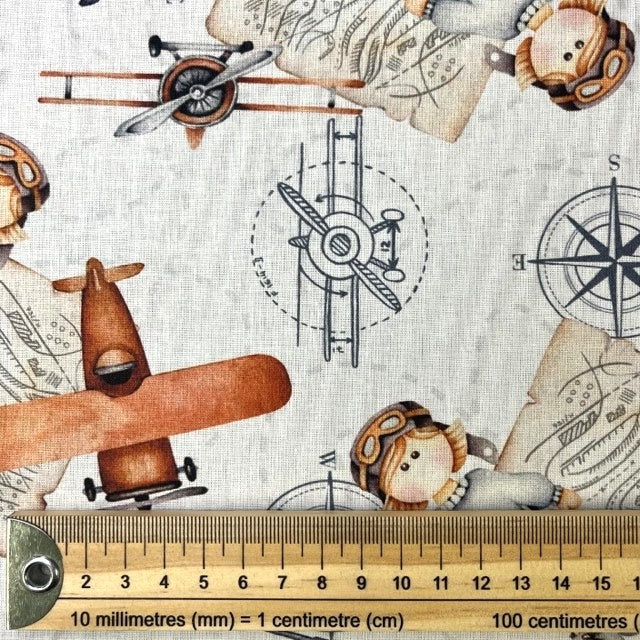 COTON IMPRIME Avion du Petit Prince