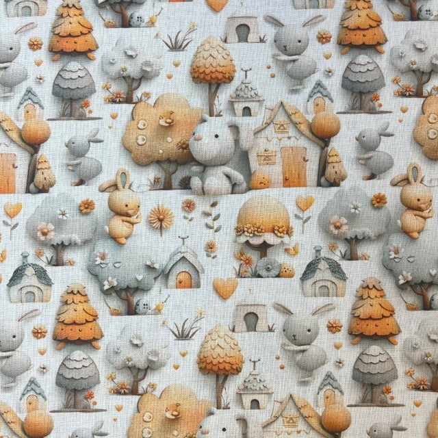COTON IMPRIME 3D Petits Lapins
