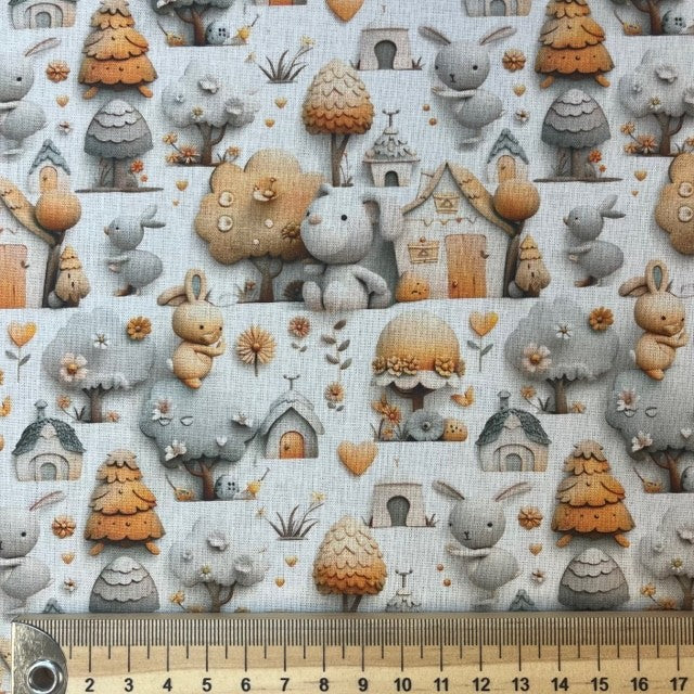 COTON IMPRIME 3D Petits Lapins