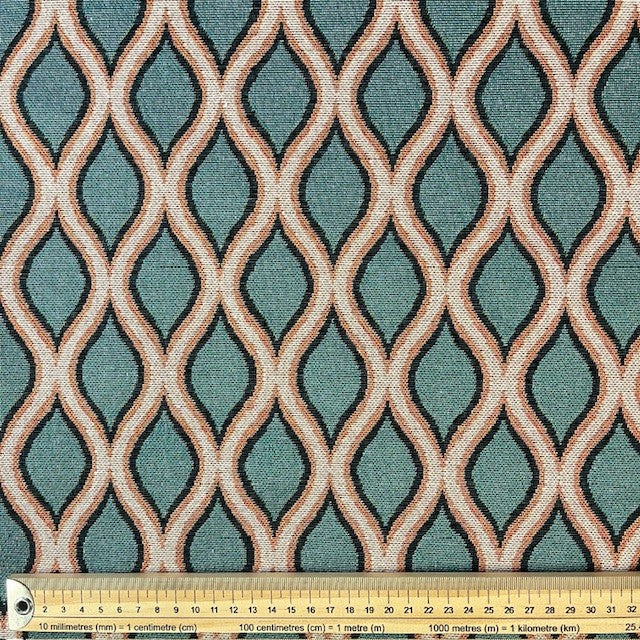 JACQUARD DECO IMPRIME Seventies Bleu