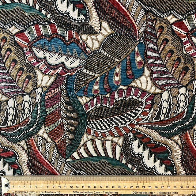 JACQUARD DECO IMPRIME Feuillages Multi couleurs