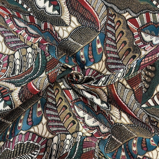 JACQUARD DECO IMPRIME Feuillages Multi couleurs