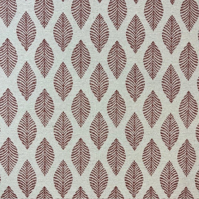 JACQUARD DECO IMPRIME Feuilles Abstraites Bordeaux