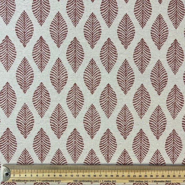 JACQUARD DECO IMPRIME Feuilles Abstraites Bordeaux