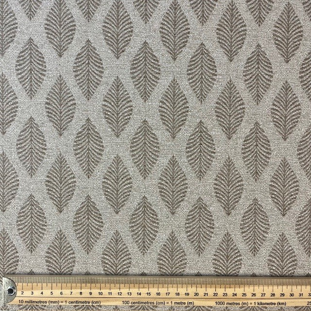 JACQUARD DECO IMPRIME Feuilles Abstraites Marron