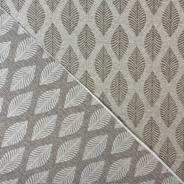 JACQUARD DECO IMPRIME Feuilles Abstraites Marron