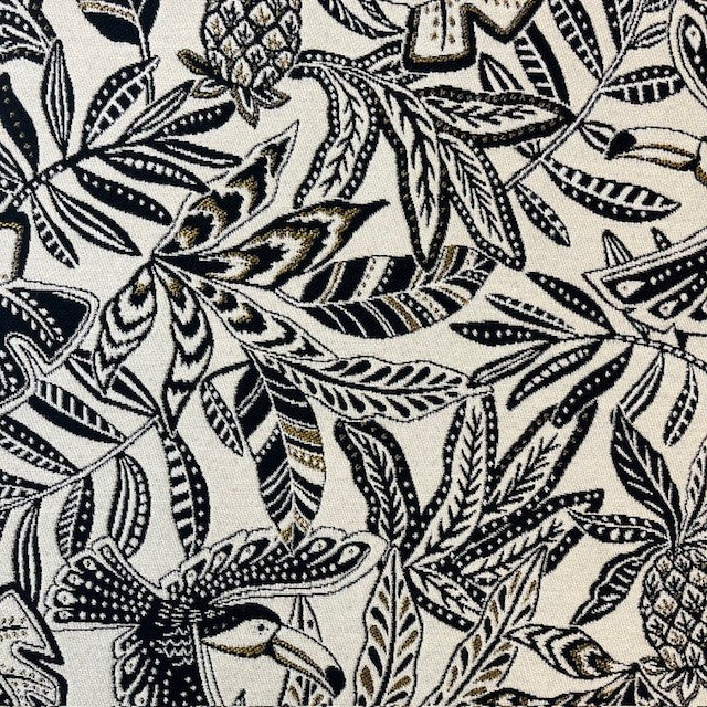 JACQUARD DECO IMPRIME Feuillage Noir