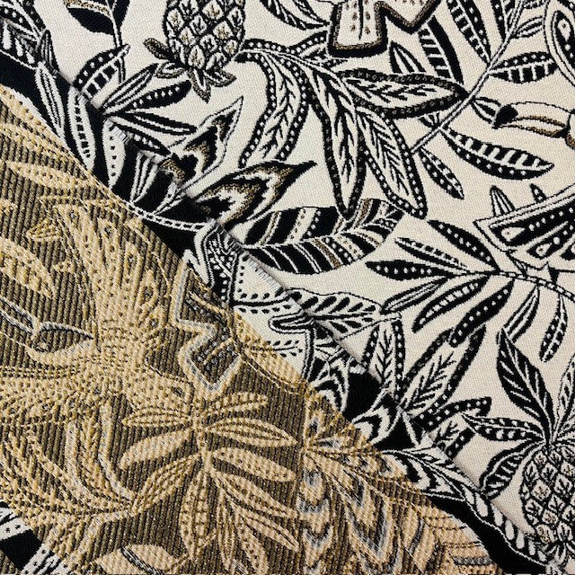 JACQUARD DECO IMPRIME Feuillage Noir