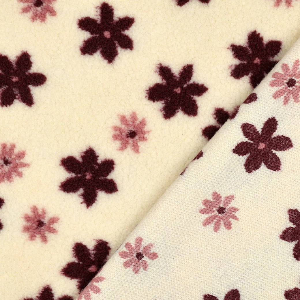 BOUCLETTE A MOTIF Fleurs fond Ecru