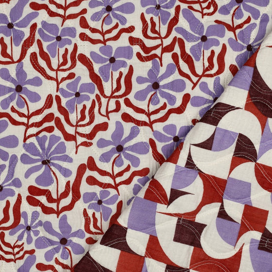 MATELASSE IMPRIME DOUBLE GAZE Marron et Violet