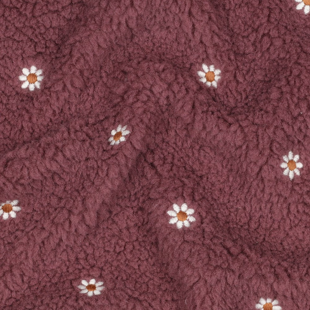 BOUCLETTE BRODEE Marguerites fond Aubergine