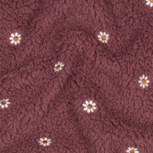BOUCLETTE BRODEE Marguerites fond Aubergine