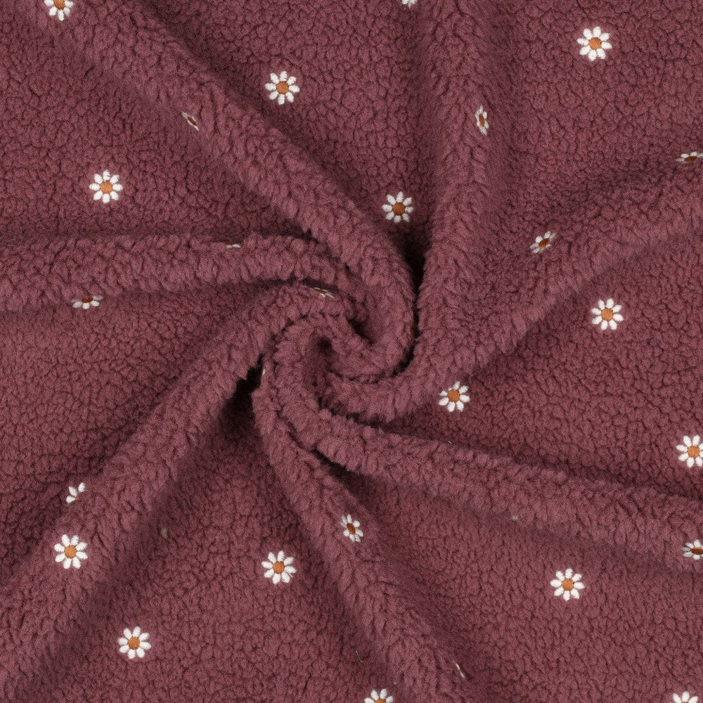 BOUCLETTE BRODEE Marguerites fond Aubergine