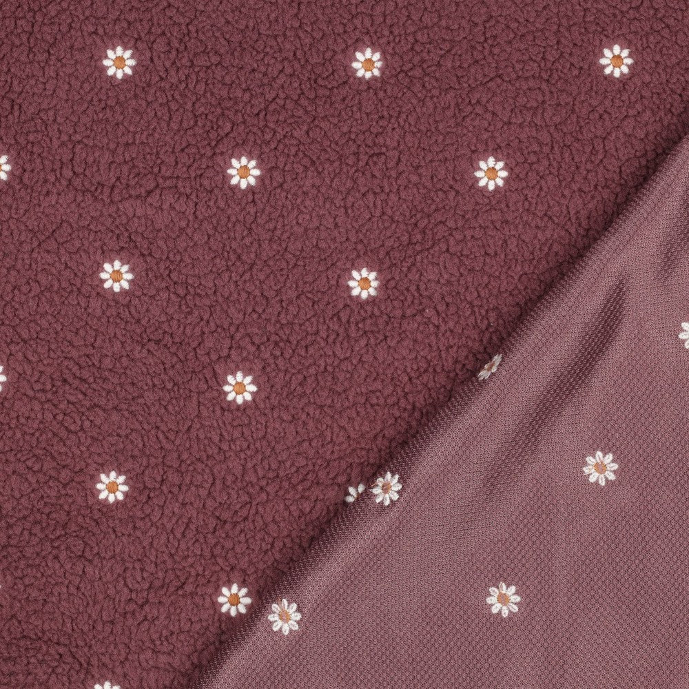 BOUCLETTE BRODEE Marguerites fond Aubergine