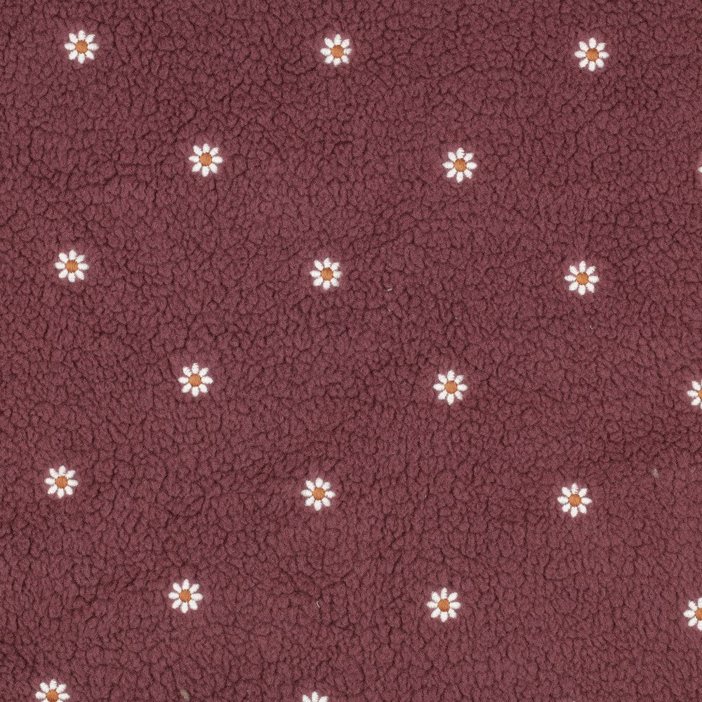 BOUCLETTE BRODEE Marguerites fond Aubergine
