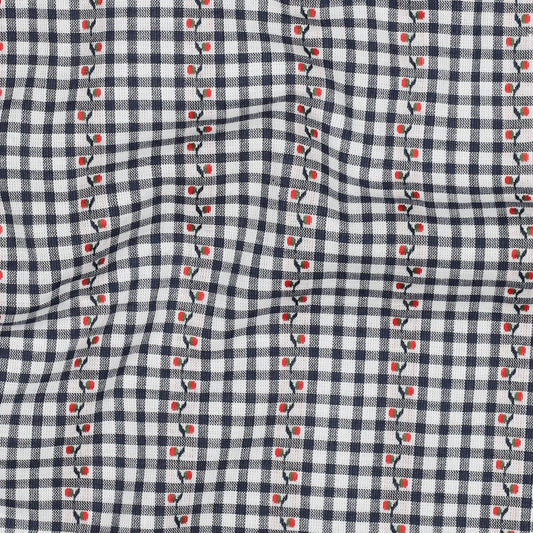 COTON BRODE Petites Fleurs sur Vichy