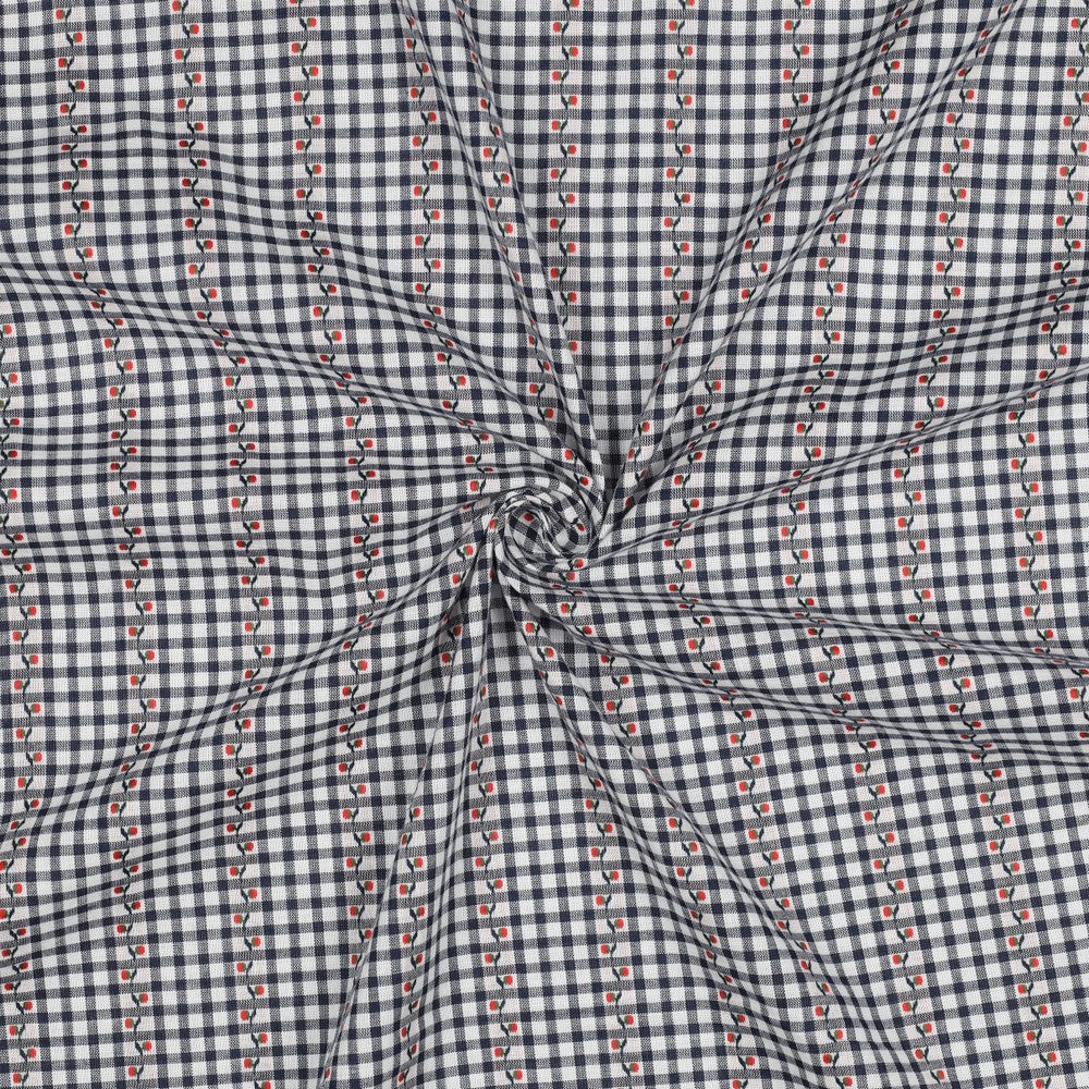 COTON BRODE Petites Fleurs sur Vichy