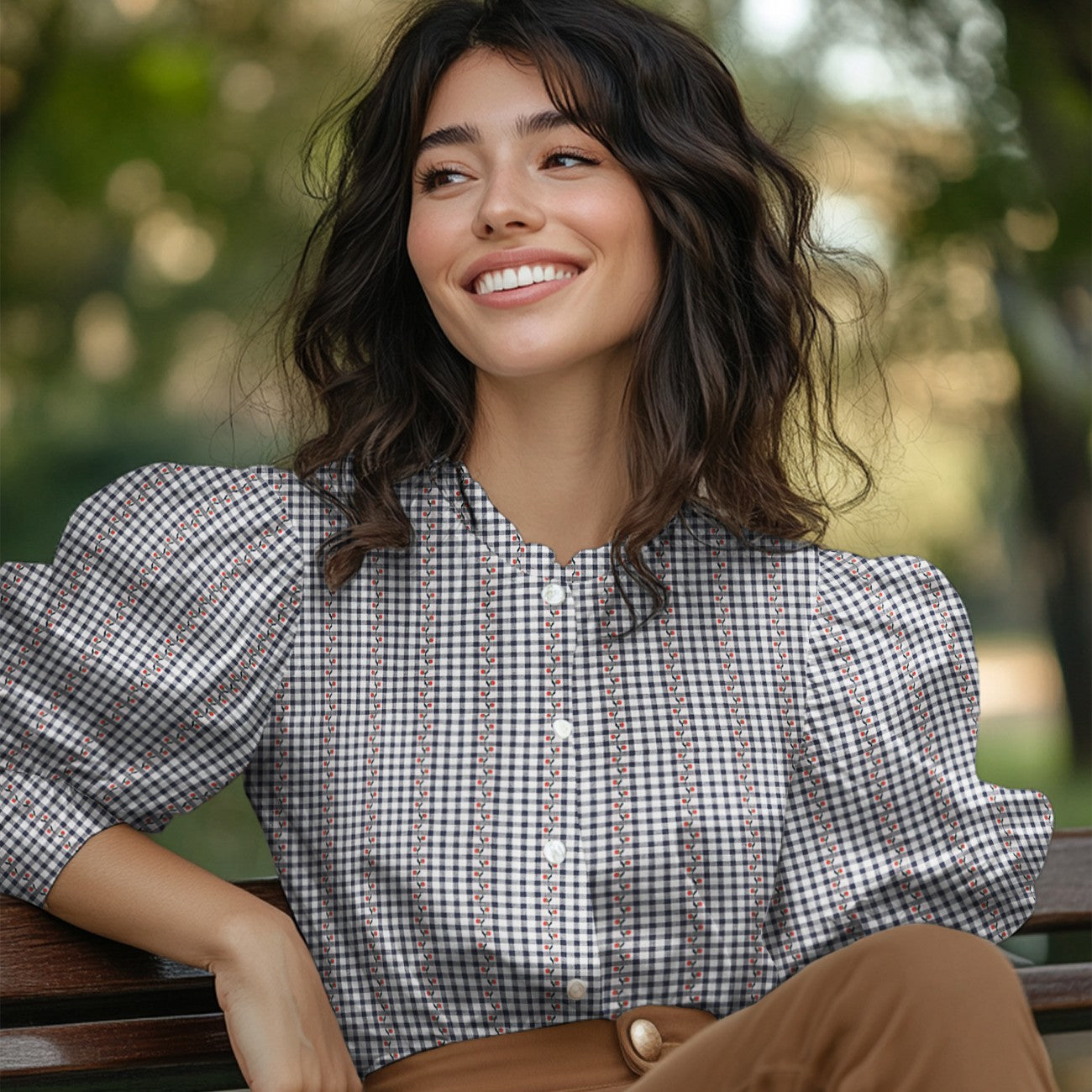 COTON BRODE Petites Fleurs sur Vichy