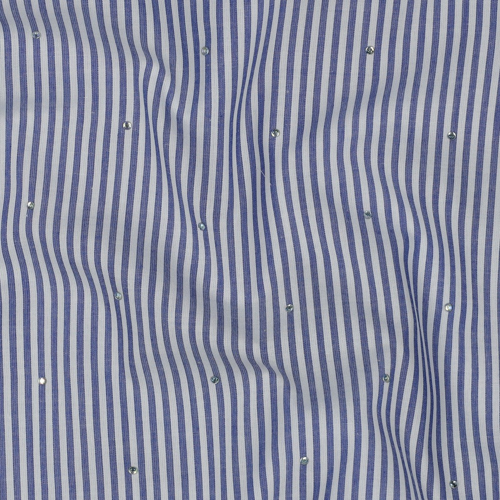 VOILE DE COTON IMPRIME Rayé avec petits clous argentés