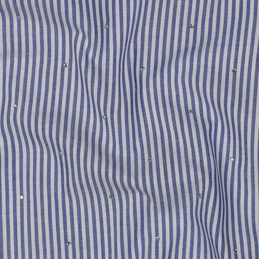 VOILE DE COTON IMPRIME Rayé avec petits clous argentés