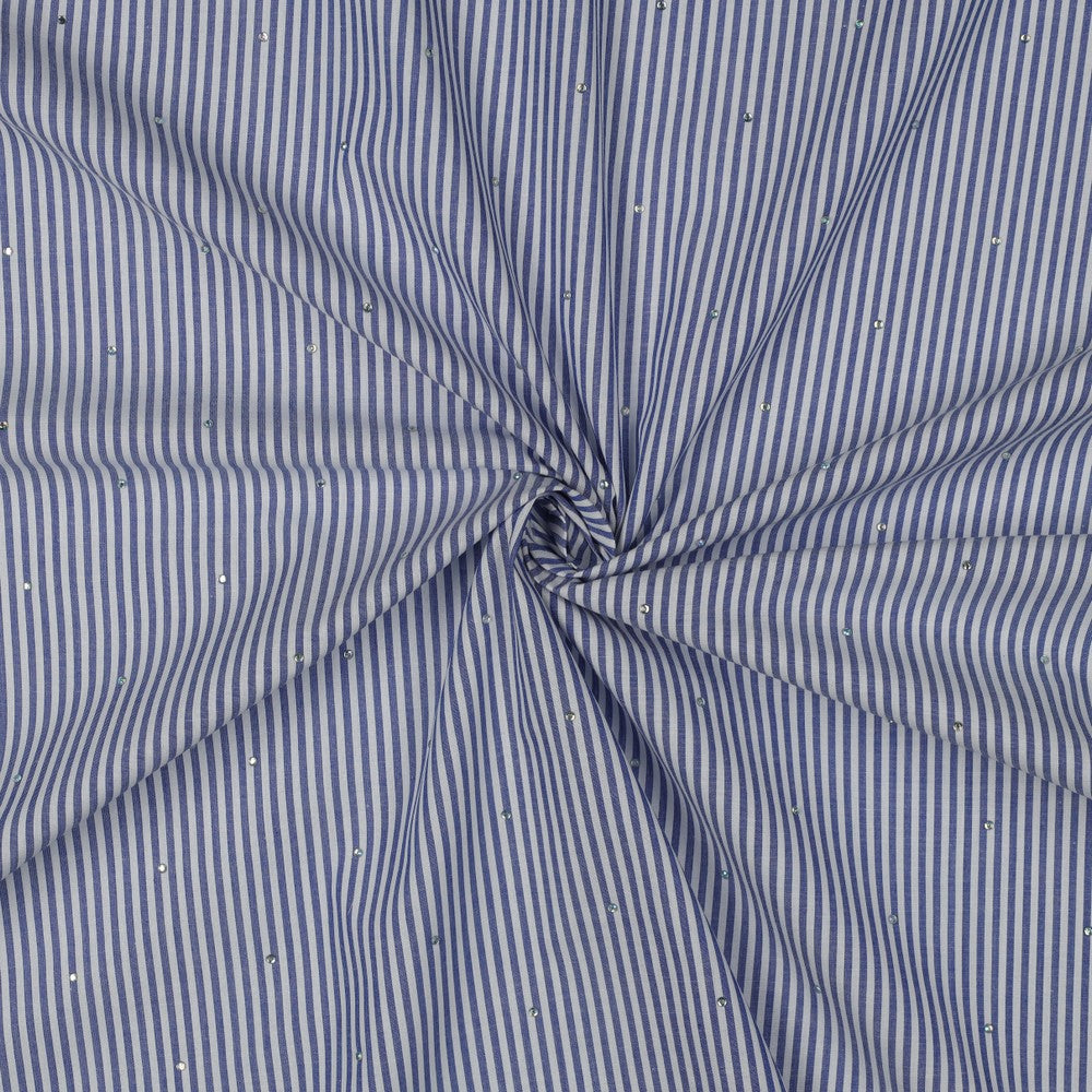 VOILE DE COTON IMPRIME Rayé avec petits clous argentés