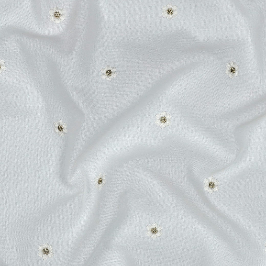COTON BRODE Marguerites Cœurs Lurex