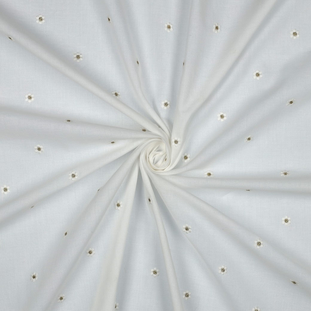 COTON BRODE Marguerites Cœurs Lurex