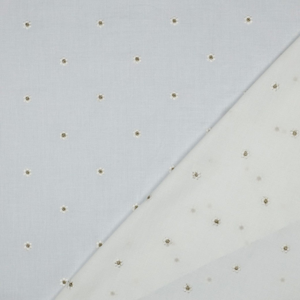 COTON BRODE Marguerites Cœurs Lurex