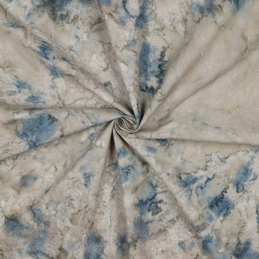 COTON IMPRIME Batik Beige et Bleu