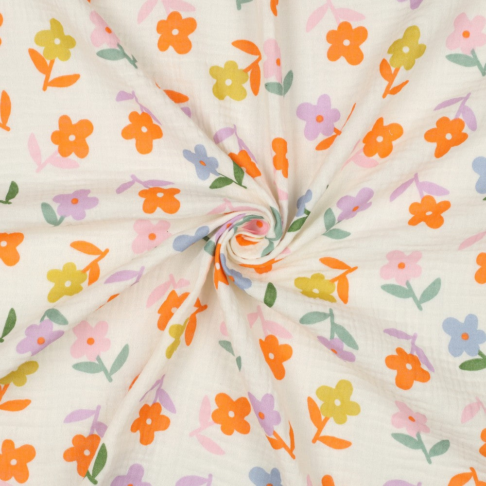 DOUBLE GAZE IMPRIMEE Grandes Fleurs