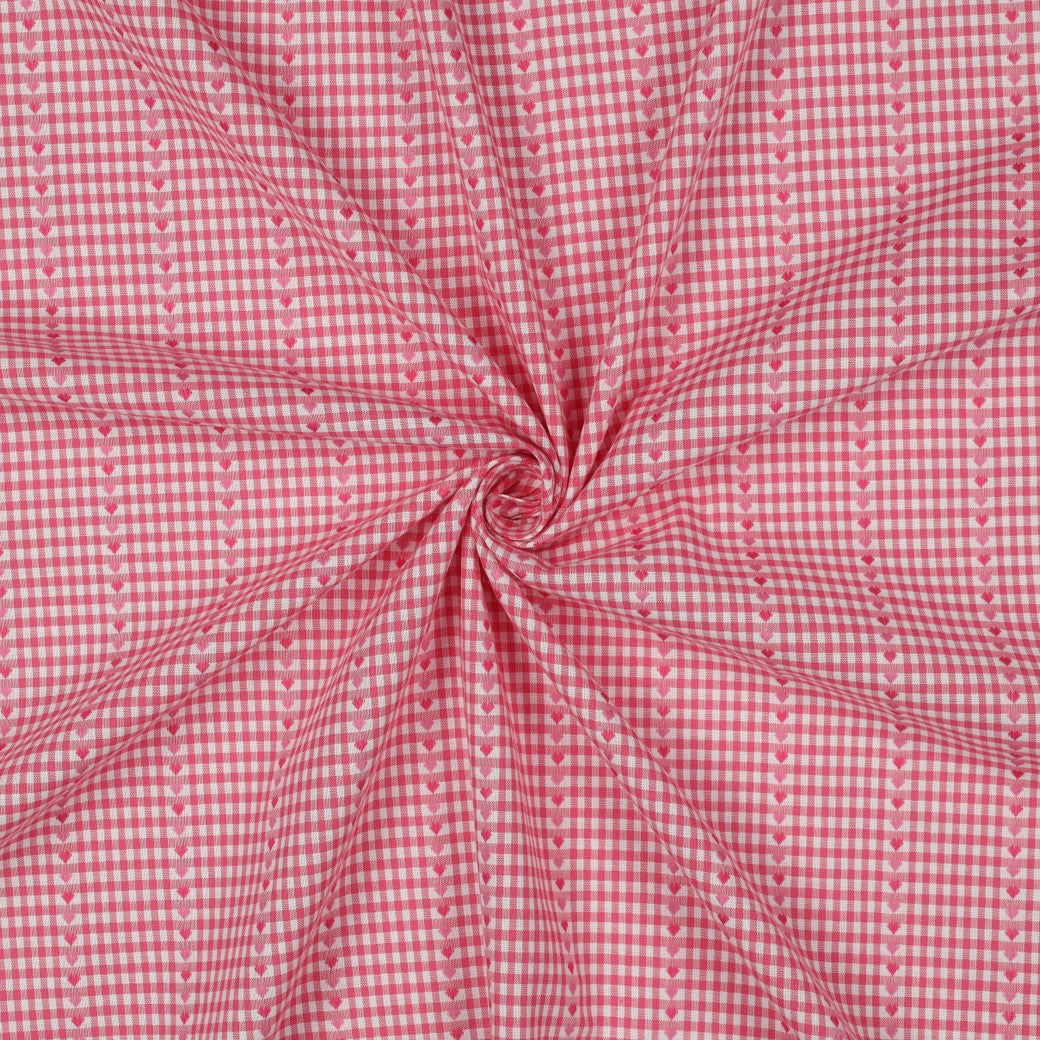 COTON BRODE Cœurs sur Vichy Rouge