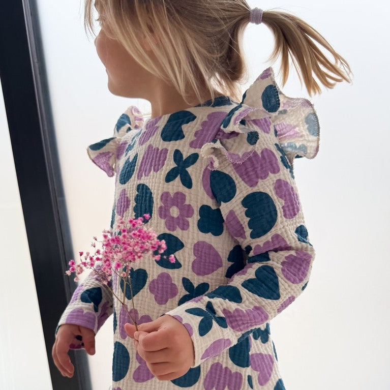 DOUBLE GAZE IMPRIMEE Formes Géométriques Violet