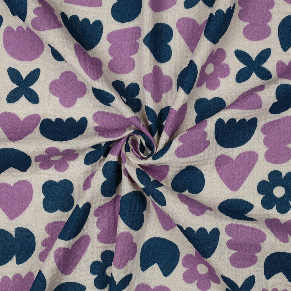 DOUBLE GAZE IMPRIMEE Formes Géométriques Violet