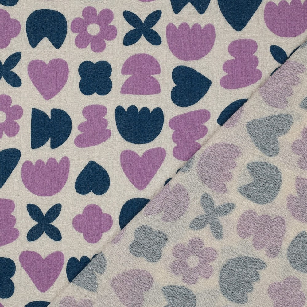 DOUBLE GAZE IMPRIMEE Formes Géométriques Violet