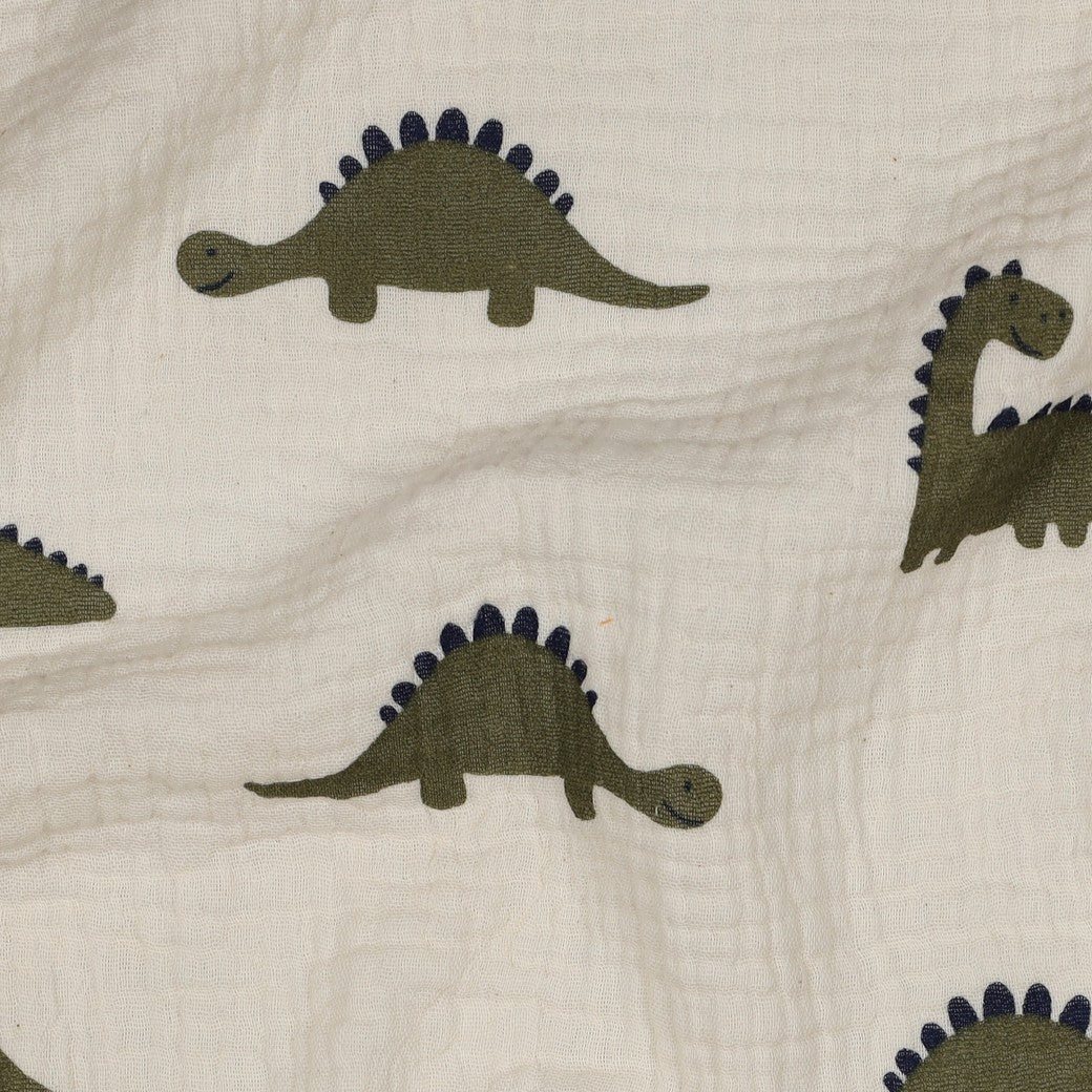 DOUBLE GAZE IMPRIMEE Dinosaure Kaki