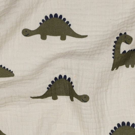 DOUBLE GAZE IMPRIMEE Dinosaure Kaki