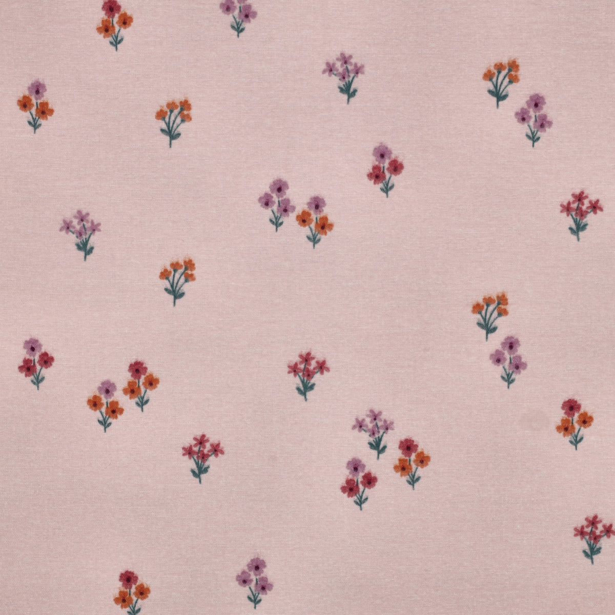 COTON GRATTE IMPRIME Petites Fleurs Fond Rose