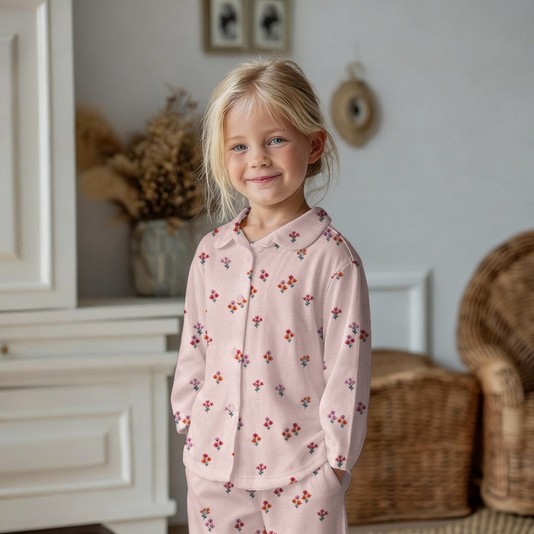 COTON GRATTE IMPRIME Petites Fleurs Fond Rose