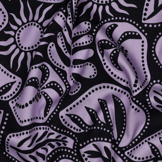 VISCOSE STRETCH IMPRIMEE Bi couleur Parme et Marine