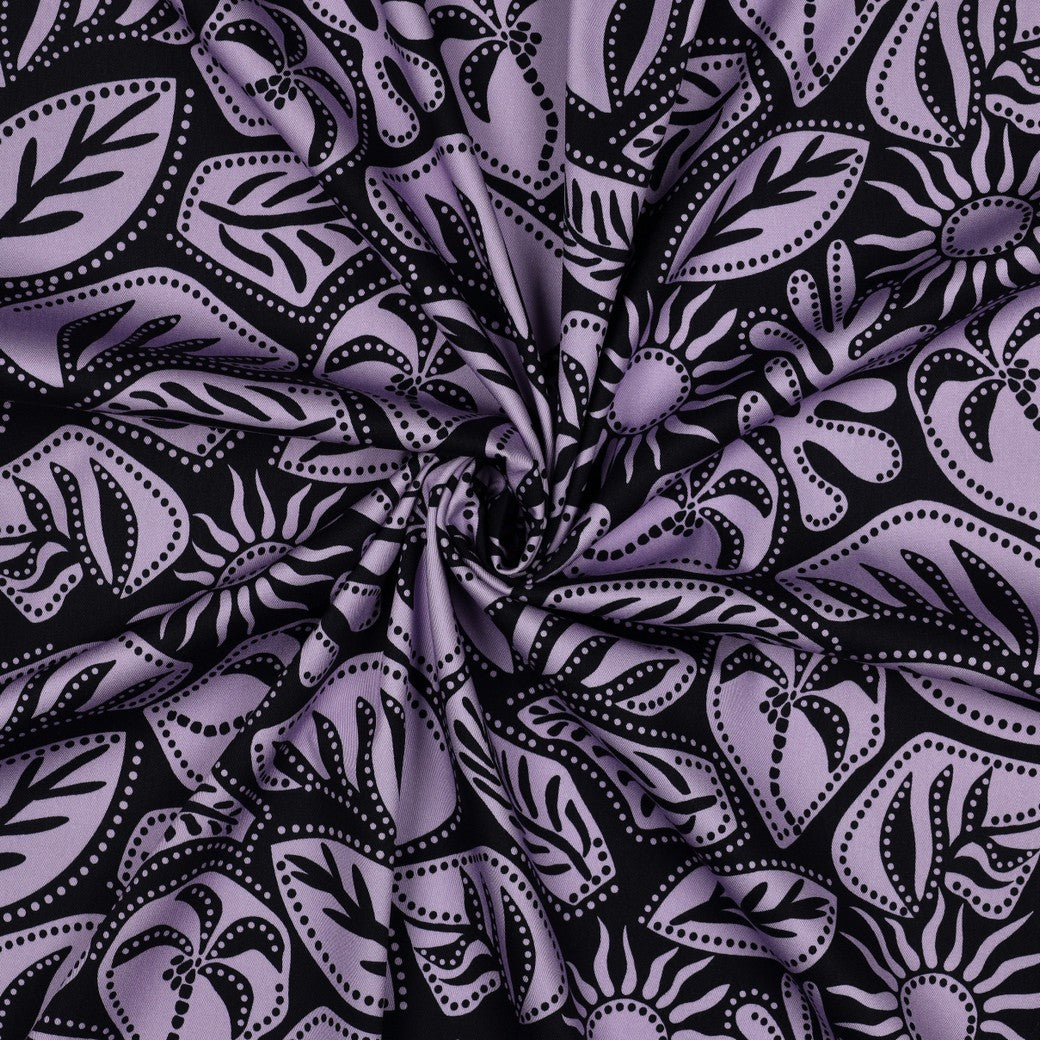 VISCOSE STRETCH IMPRIMEE Bi couleur Parme et Marine