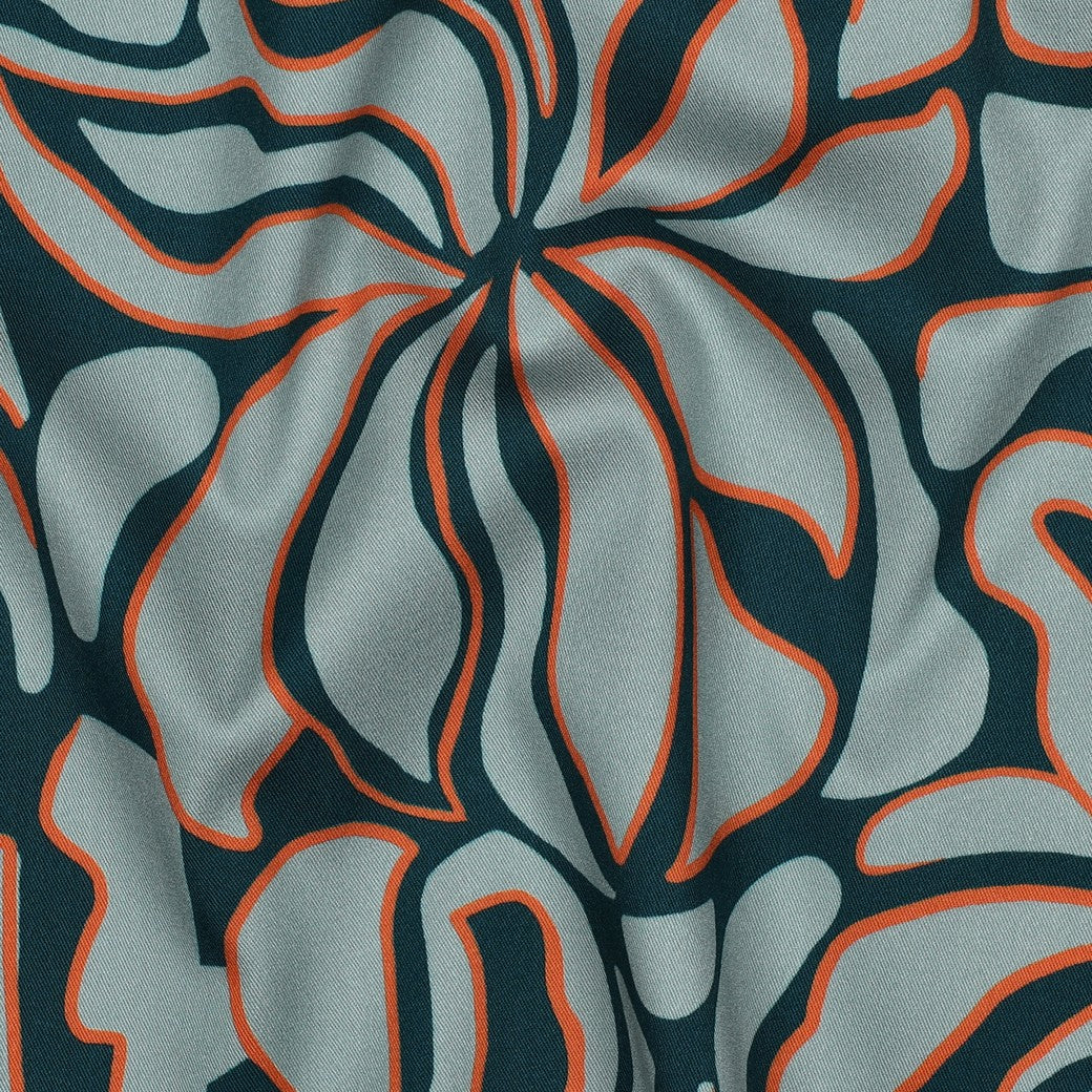 VISCOSE STRETCH IMPRIMEE Bleu et Celadon