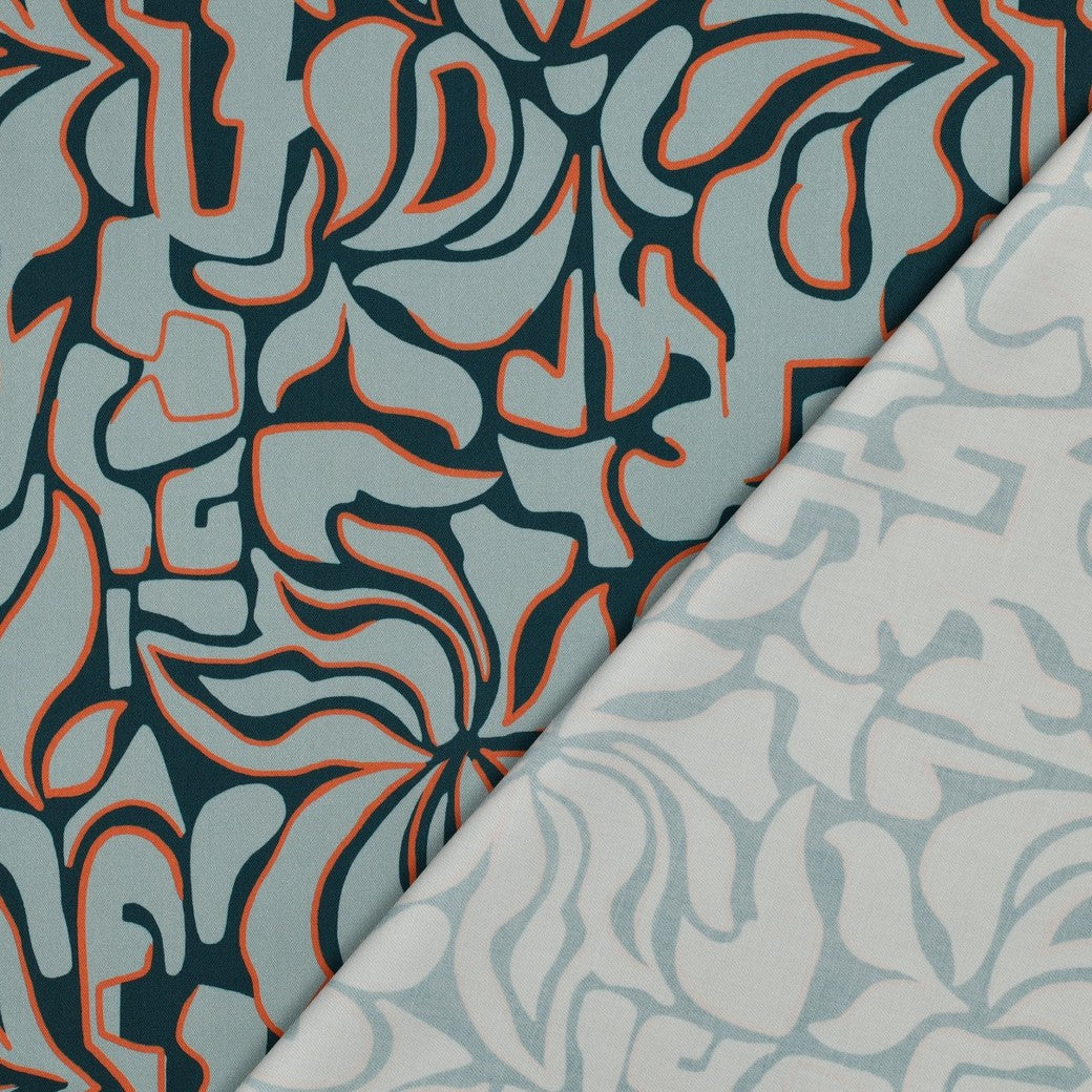 VISCOSE STRETCH IMPRIMEE Bleu et Celadon