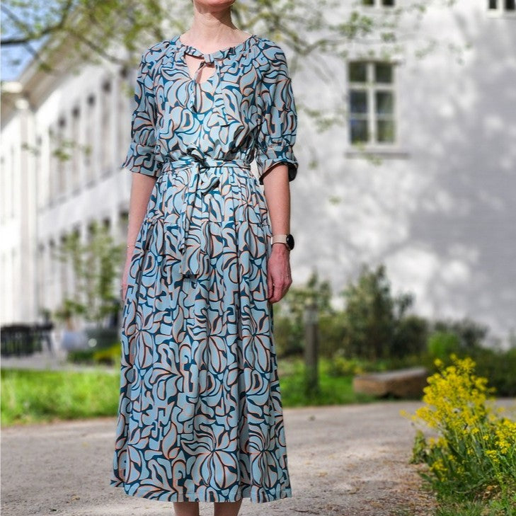 VISCOSE STRETCH IMPRIMEE Bleu et Celadon