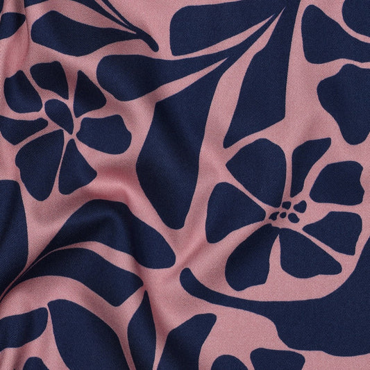 VISCOSE STRETCH IMPRIMEE Bleu et Rose