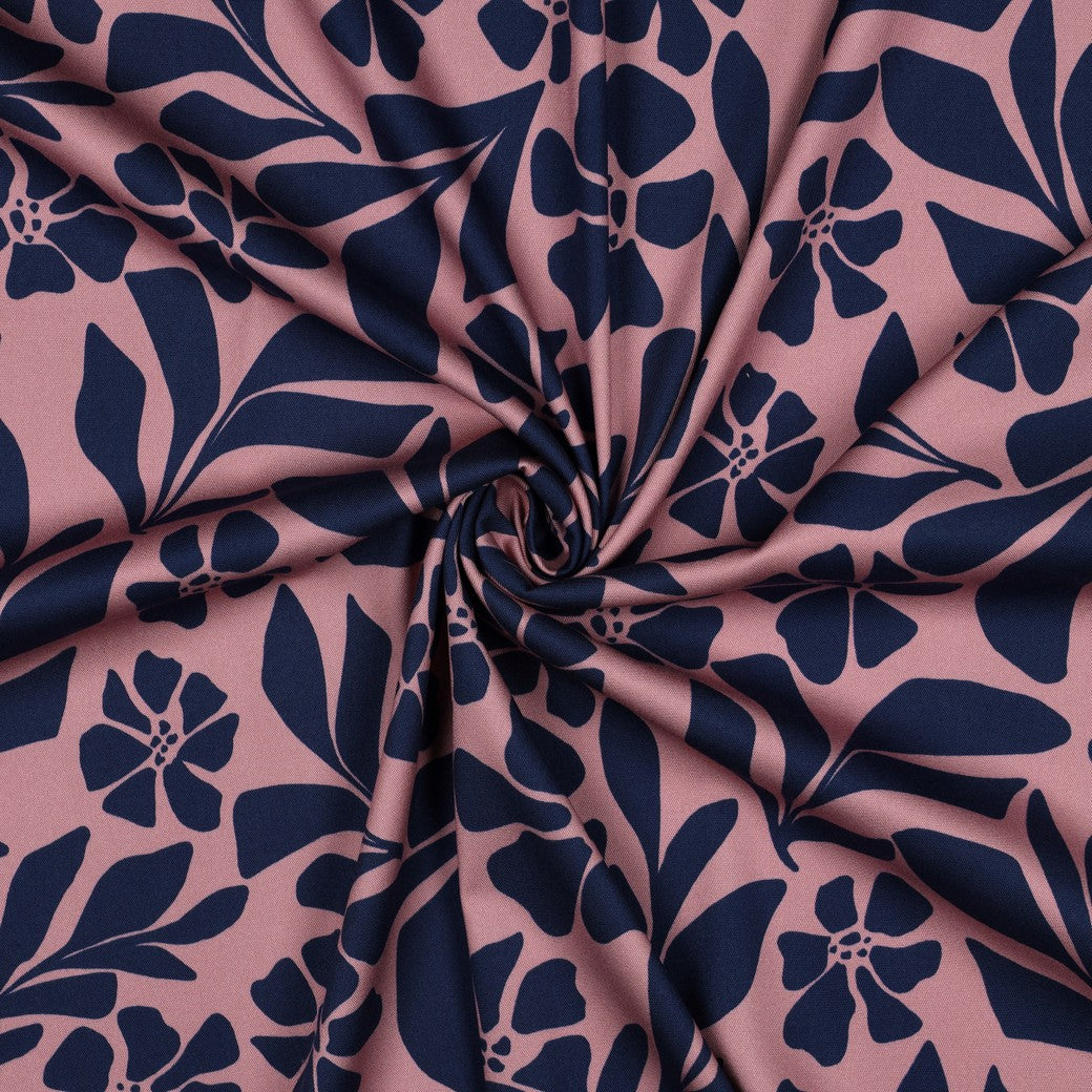 VISCOSE STRETCH IMPRIMEE Bleu et Rose