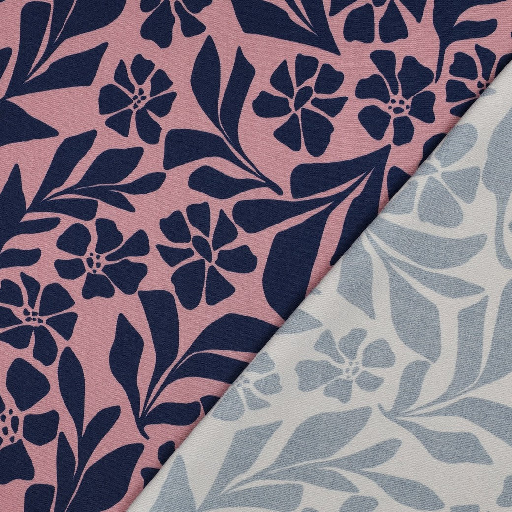 VISCOSE STRETCH IMPRIMEE Bleu et Rose