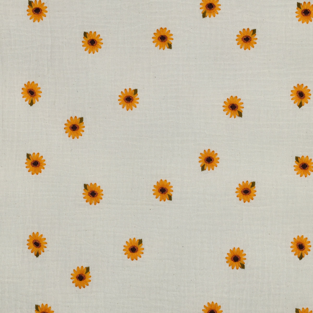 DOUBLE GAZE BRODEE Marguerites Jaunes