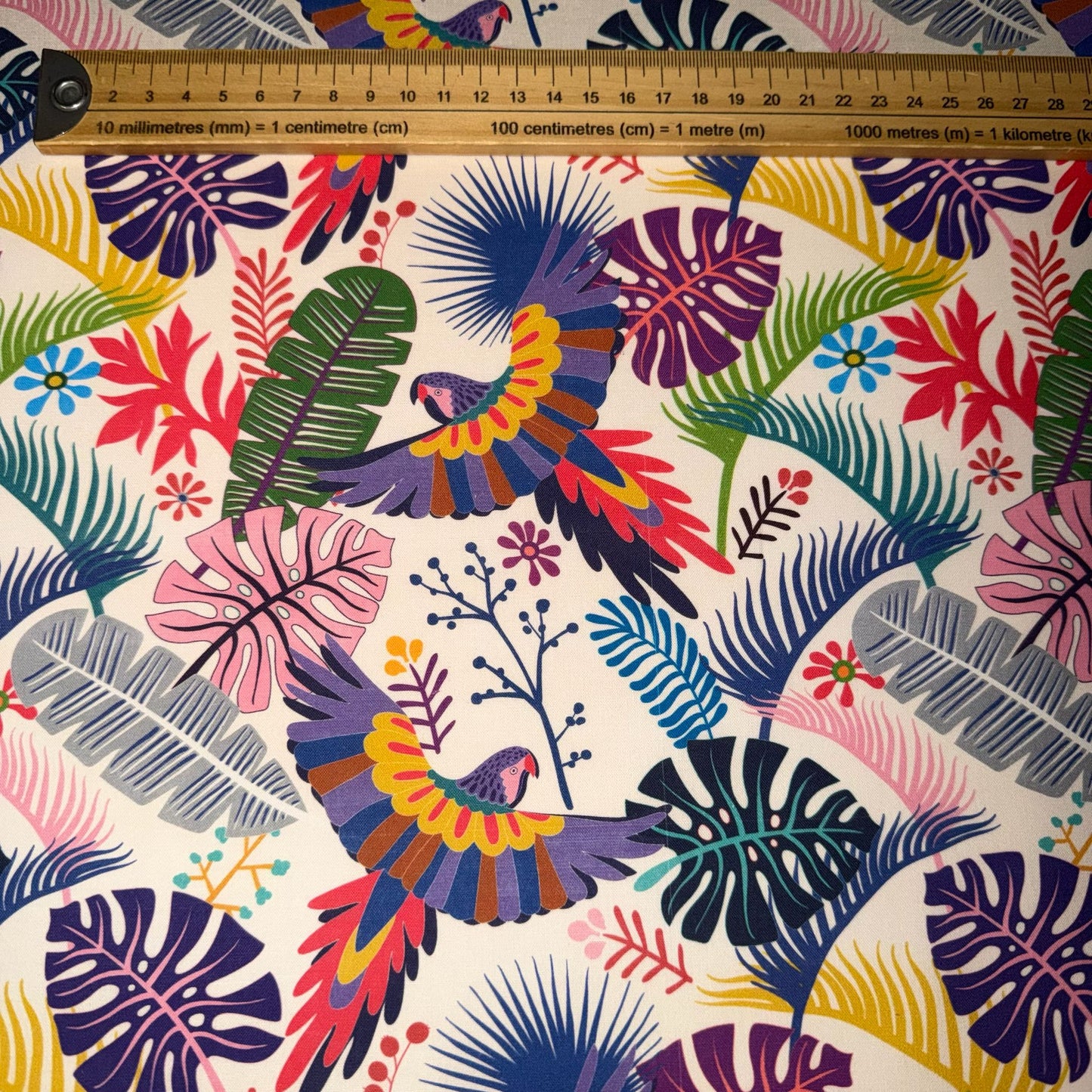 COTON MOTIF Multi couleurs avec Perroquets