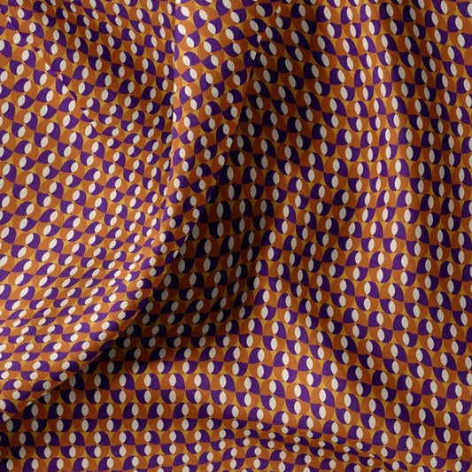 COTON IMPRIME GRAPHIQUE Caramel et Violet